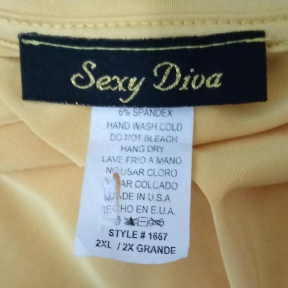 Sexy Diva Plus Size Canary Yellow Collared V Neck Wrap Maxi Gown W/ Pockets 2XL - Picture 8 of 8